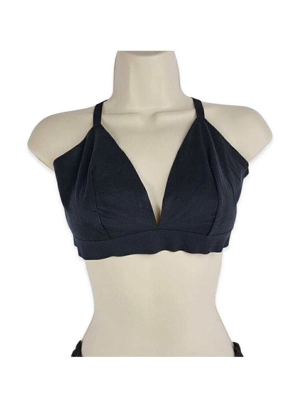 Auden Black Unlined Triangle Bralette Large NWT